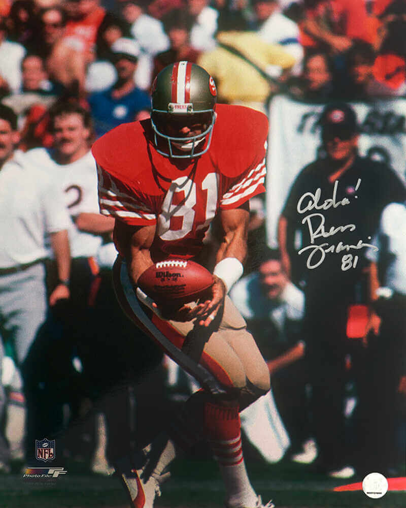 Russ Francis Signed San Francisco 49ers Red Jersey Action 8x10 Photo w/Aloha