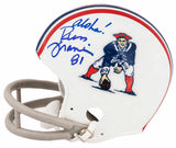 Russ Francis Signed New England Patriots Throwback 2-Bar Riddell (VSR4) Mini Helmet w/Aloha