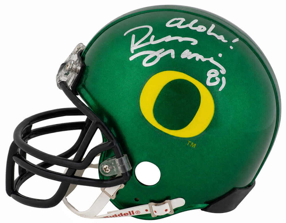 Russ Francis Signed Oregon Ducks Riddell (VSR4) Mini Helmet w/Aloha