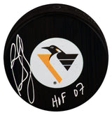 Ron Francis Signed Pittsburgh Penguins Retro Logo Hockey Puck w/HOF'07