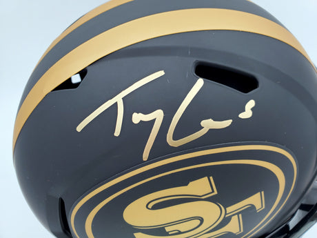 Trey Lance Autographed San Francisco 49ers Eclipse Black Full Size Replica Speed Helmet Beckett BAS QR Stock #194742