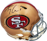 Trey Lance Autographed San Francisco 49ers Gold Full Size Authentic Speed Helmet Beckett BAS QR Stock #194739