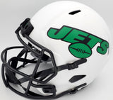 Zach Wilson Autographed New York Jets Lunar Eclipse White Full Size Replica Speed Helmet Beckett BAS QR Stock #194728