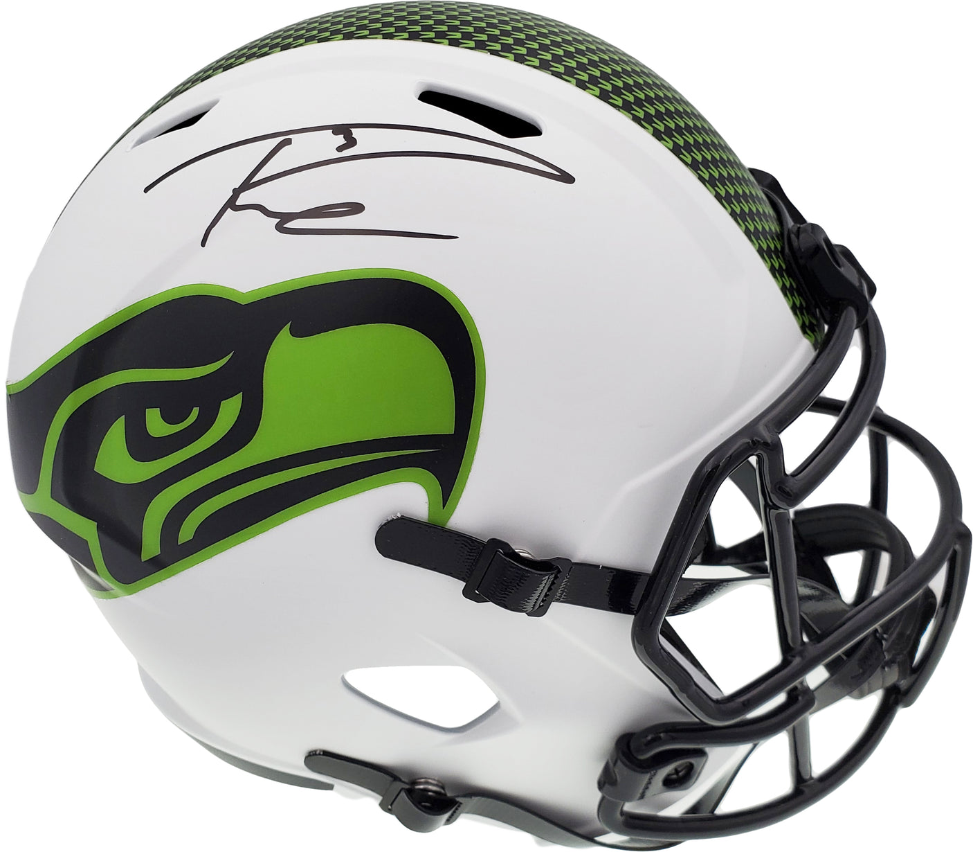 Russell Wilson Autographed Seattle Seahawks White Lunar Eclipse Full Size Speed Replica Helmet RW Holo & Beckett BAS Stock #194002