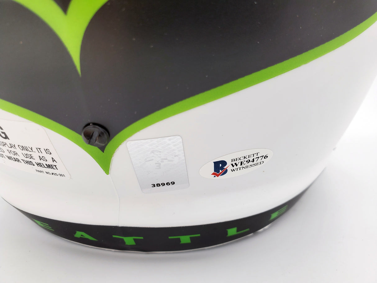 Russell Wilson Autographed Seattle Seahawks White Lunar Eclipse Full Size Speed Replica Helmet RW Holo & Beckett BAS Stock #194002