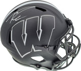 Russell Wilson Autographed Wisconsin Badgers Eclipse Black Full Size Speed Replica Helmet RW Holo & Beckett BAS Stock #194001