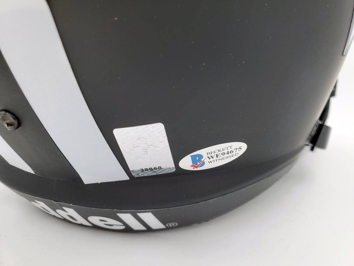 Russell Wilson Autographed Wisconsin Badgers Eclipse Black Full Size Speed Replica Helmet RW Holo & Beckett BAS Stock #194001