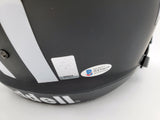 Russell Wilson Autographed Wisconsin Badgers Eclipse Black Full Size Speed Replica Helmet RW Holo & Beckett BAS Stock #194001