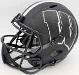 Russell Wilson Autographed Wisconsin Badgers Eclipse Black Full Size Speed Replica Helmet RW Holo & Beckett BAS Stock #194001