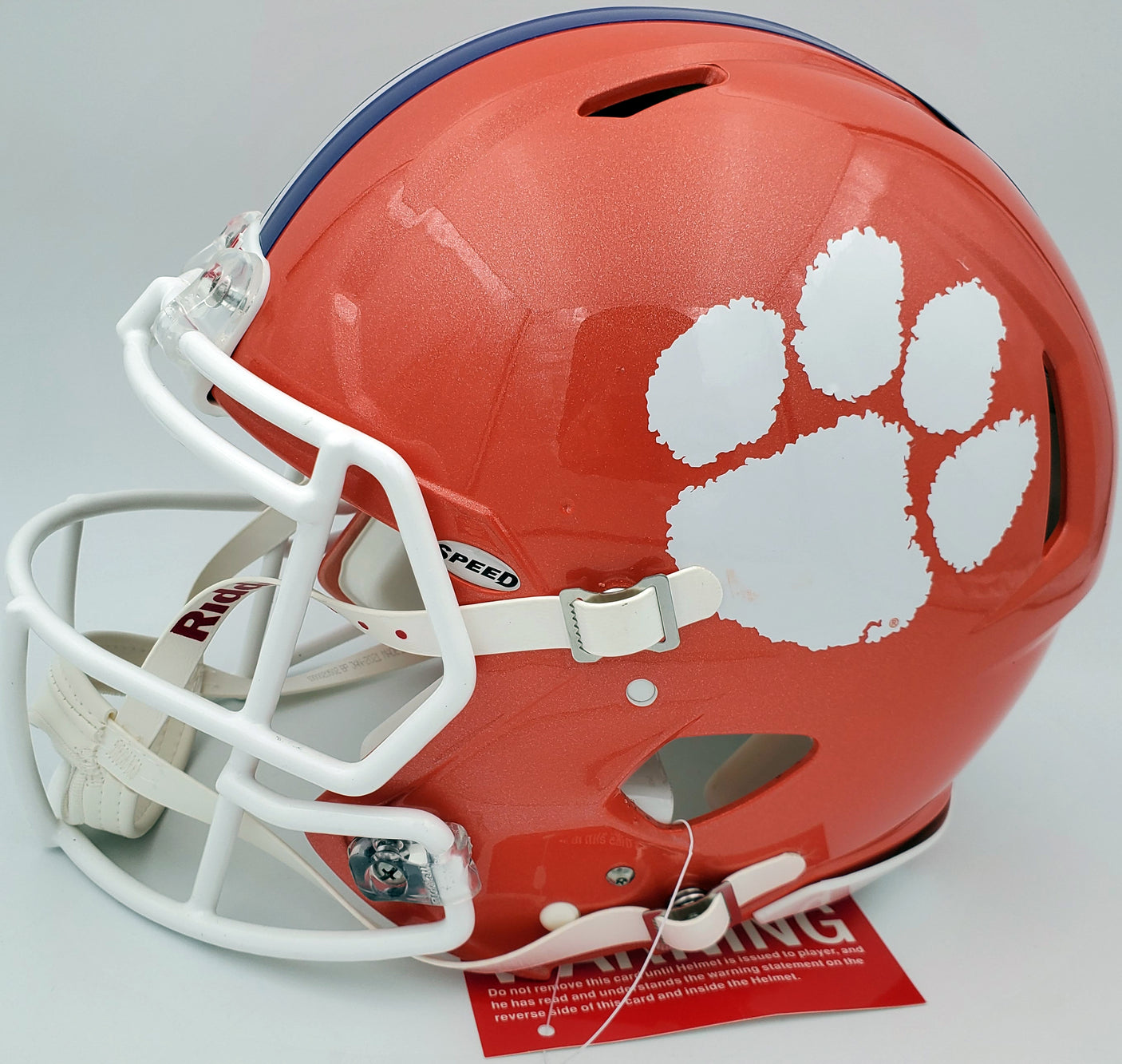 Travis Etienne Autographed Clemson Tigers Orange Full Size Authentic Speed Helmet "2018 Natl Champs!" Beckett BAS Stock #193991