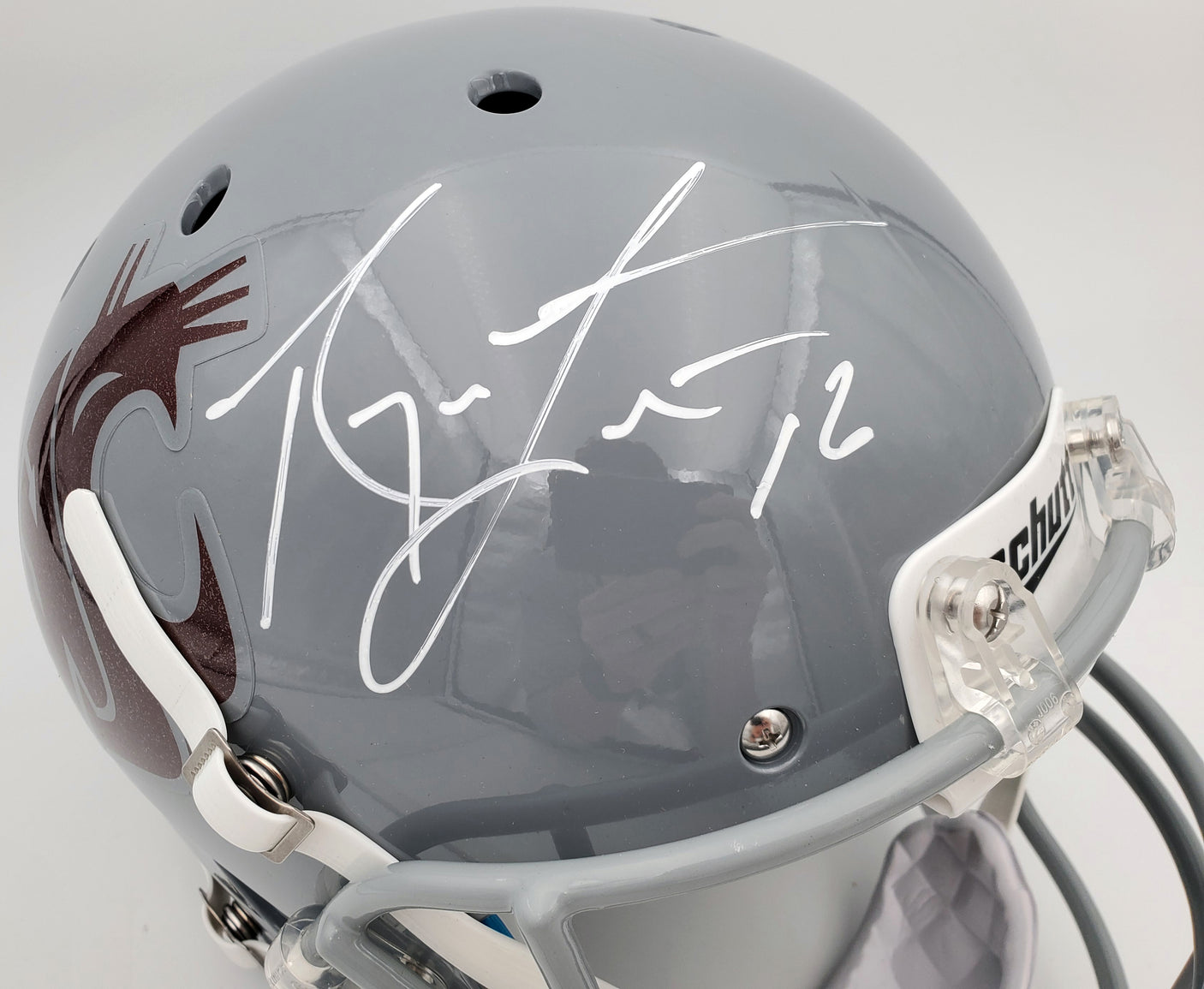 Ryan Leaf Autographed Washington State Cougars Gray Schutt Full Size Replica Helmet Beckett BAS QR Stock #193975