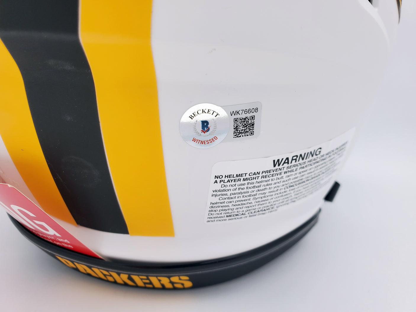 Davante Adams Autographed Green Bay Packers Lunar Eclipse White Full Size Authentic Speed Helmet Beckett BAS QR Stock #193771