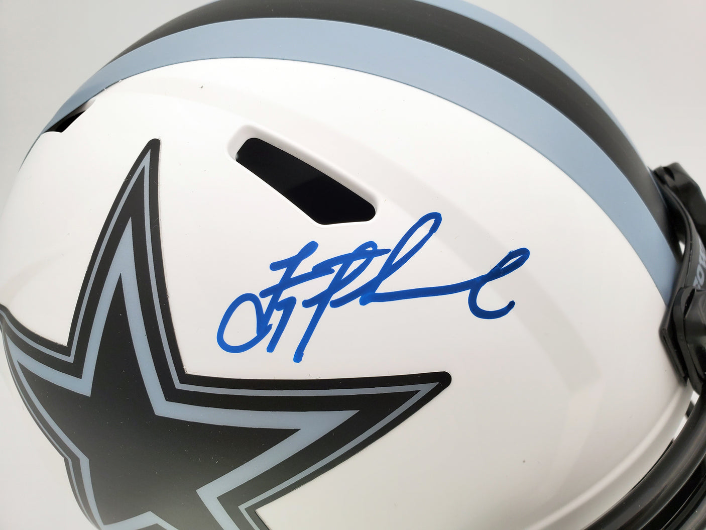 Troy Aikman Autographed Dallas Cowboys Lunar Eclipse White Full Size Replica Speed Helmet Beckett BAS QR Stock #193768