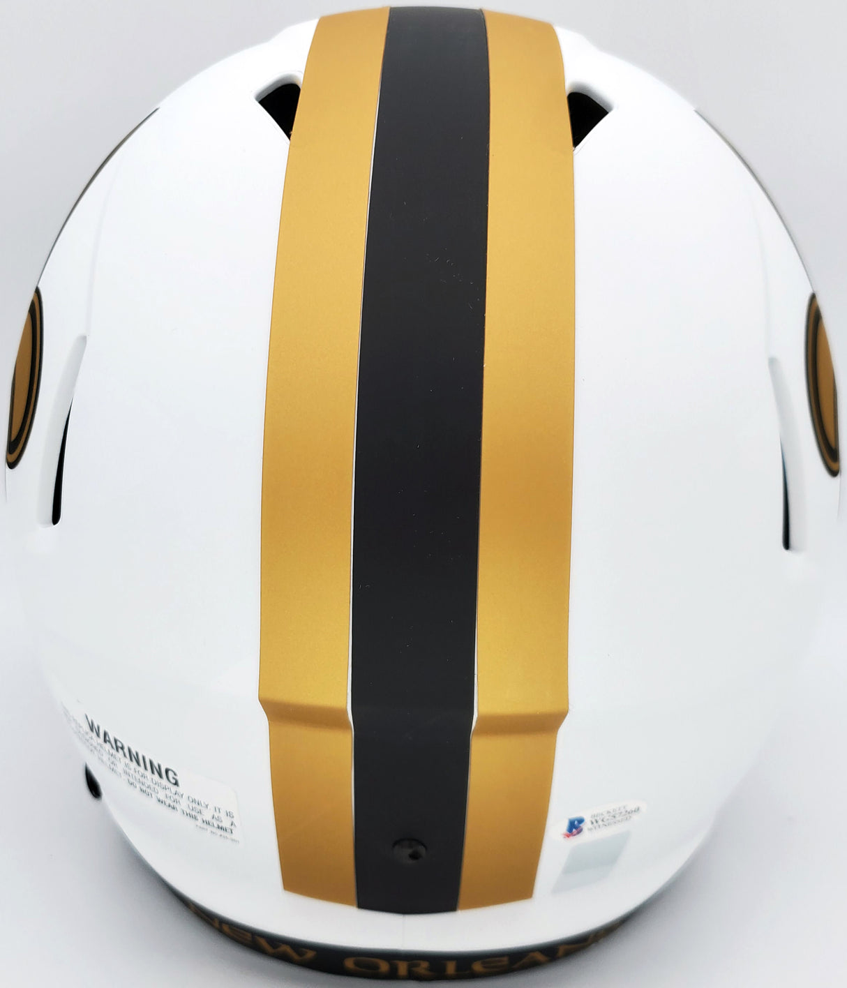 Drew Brees Autographed New Orleans Saints Lunar Eclipse White Full Size Replica Speed Helmet "80,358 Passing Yds" Beckett BAS Stock #193499