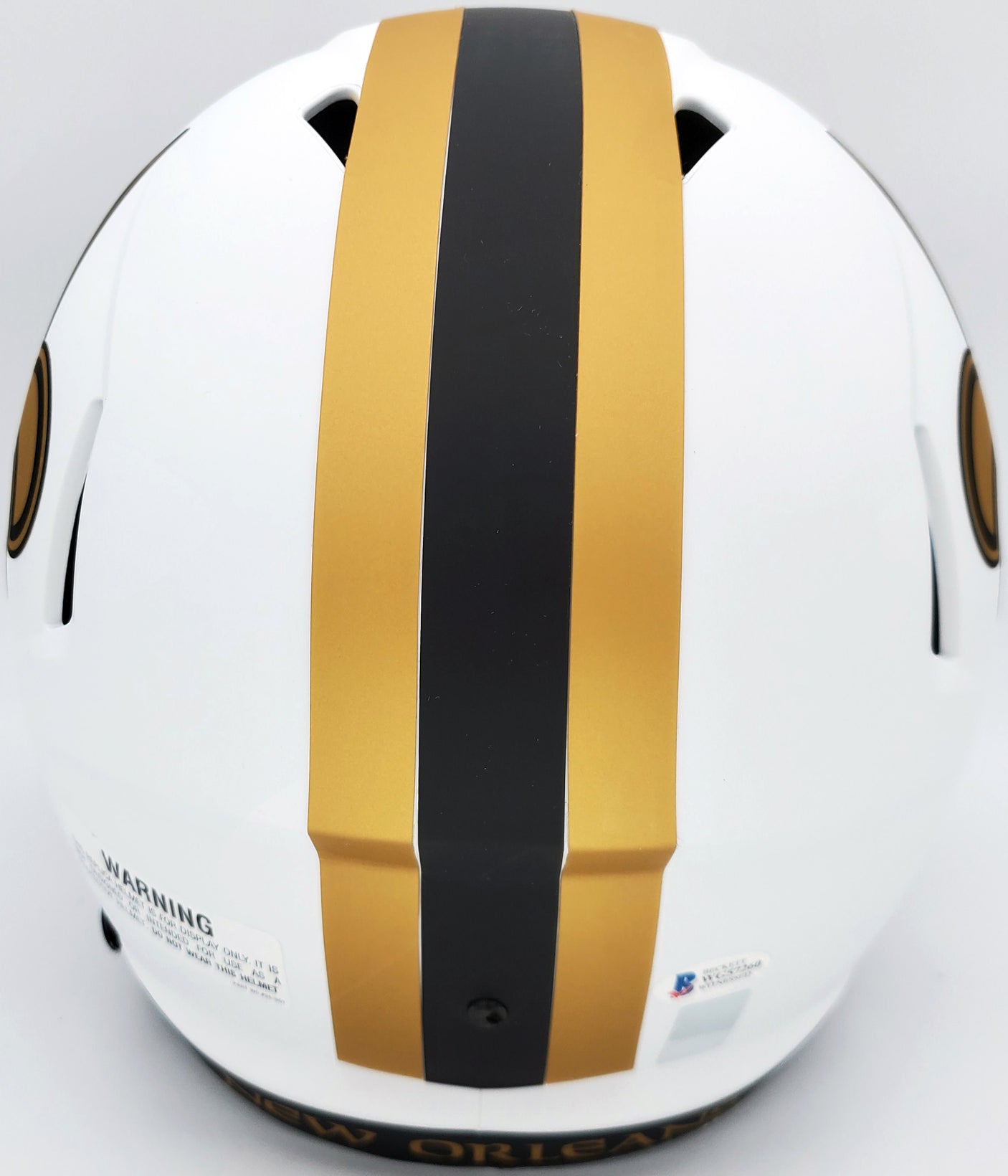 Drew Brees Autographed New Orleans Saints Lunar Eclipse White Full Size Replica Speed Helmet "80,358 Passing Yds" Beckett BAS Stock #193499