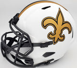 Drew Brees Autographed New Orleans Saints Lunar Eclipse White Full Size Replica Speed Helmet Beckett BAS Stock #193498