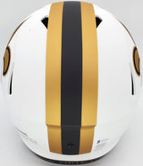 Drew Brees Autographed New Orleans Saints Lunar Eclipse White Full Size Replica Speed Helmet "571 Passing TD's" Beckett BAS Stock #193497