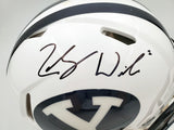 Zach Wilson Autographed BYU Cougars White Full Size Authentic Speed Helmet Beckett BAS QR Stock #193494
