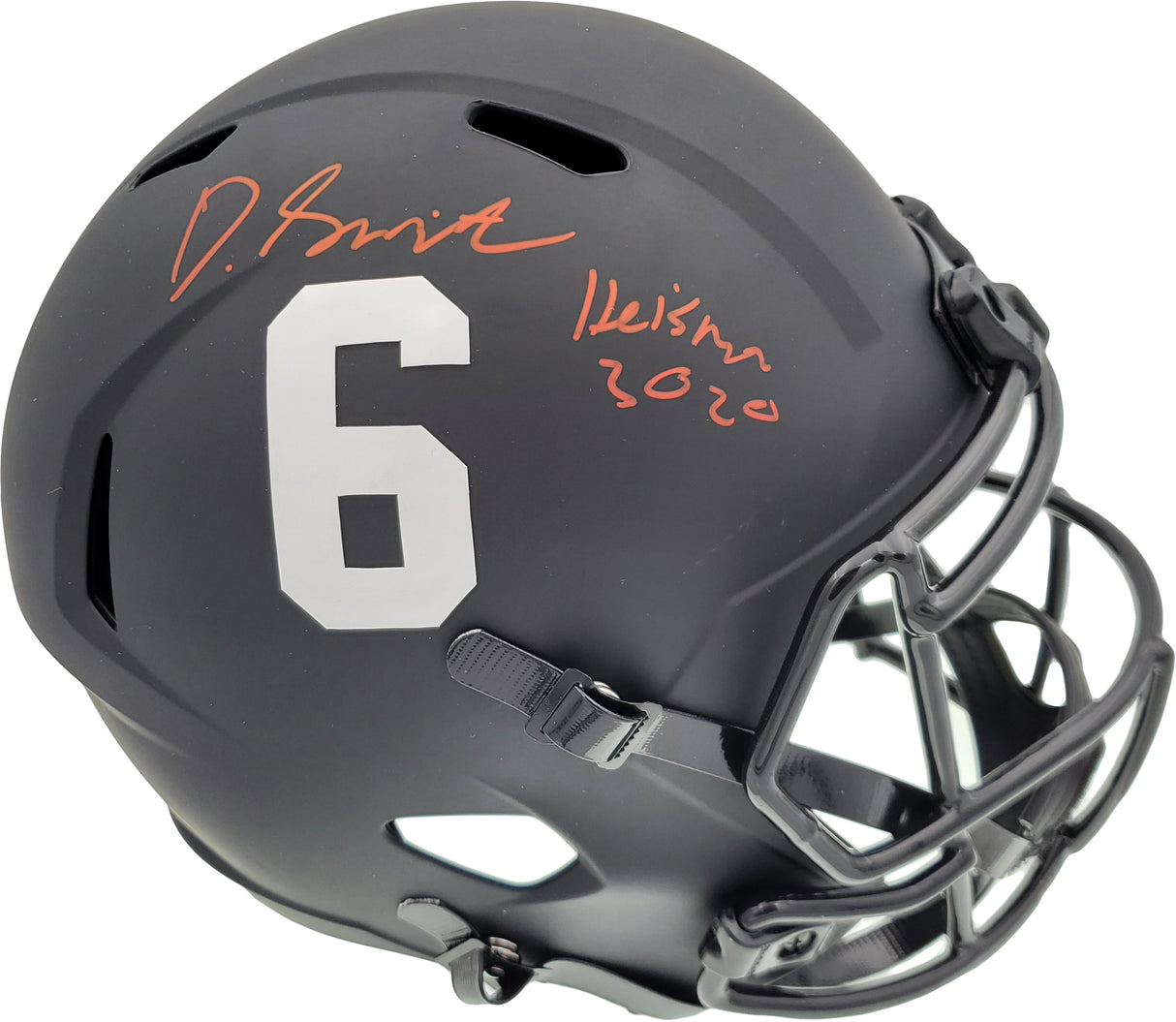 Devonta Smith Autographed Alabama Crimson Tide Eclipse Black Full Size Replica Speed Helmet "Heisman 2020" Beckett BAS Stock #191976