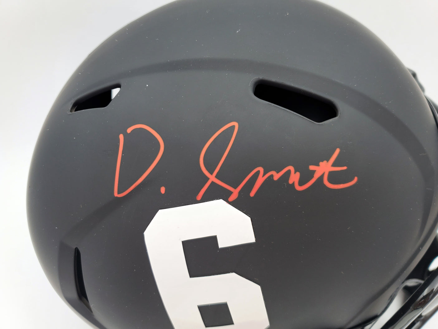 Devonta Smith Autographed Alabama Crimson Tide Eclipse Black Full Size Replica Speed Helmet Beckett BAS Stock #191975