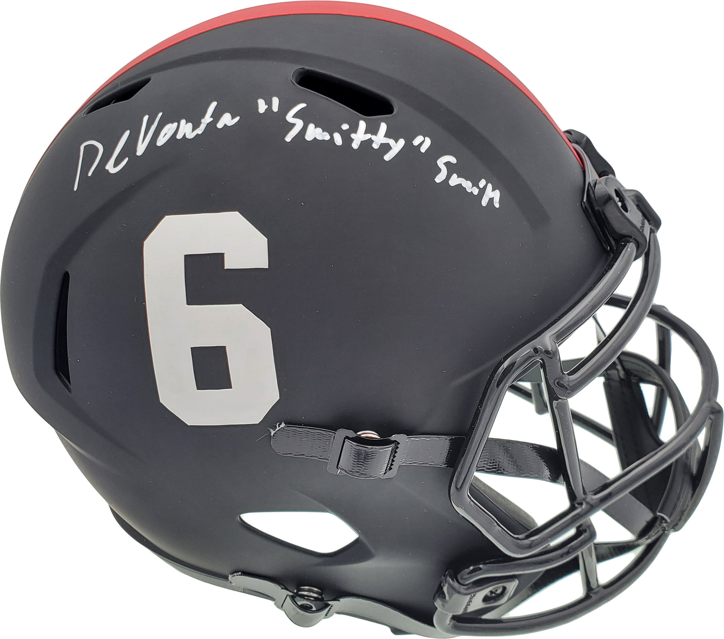 Devonta Smith Autographed Alabama Crimson Tide Eclipse Black Full Size Replica Speed Helmet "Smitty" Beckett BAS Stock #191974