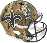 Drew Brees Autographed New Orleans Saints Camo Full Size Replica Speed Helmet "SB XLIV MVP" Beckett BAS Stock #191124