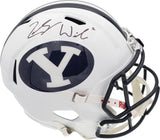 Zach Wilson Autographed BYU Cougars White Full Size Replica Speed Helmet Beckett BAS Stock #191105