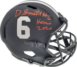 Devonta Smith Autographed Alabama Crimson Tide Eclipse Black Full Size Speed Replica Helmet "Heisman 2020" Beckett BAS Stock #189557