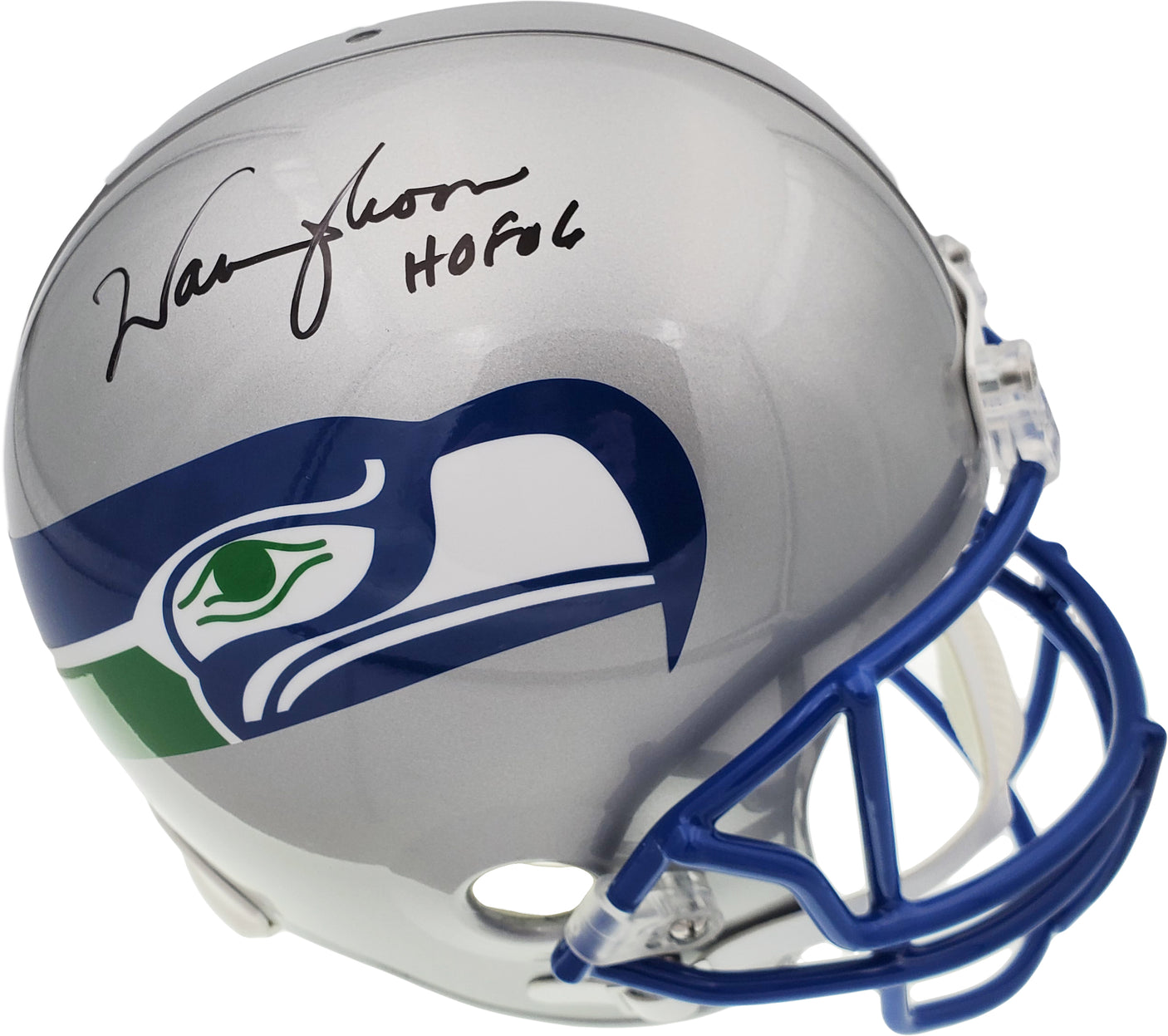 Warren Moon Autographed Seattle Seahawks Full Size Gray Replica Throwback Helmet "HOF 06" MCS Holo Stock #187028
