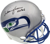 Warren Moon Autographed Seattle Seahawks Full Size Gray Replica Throwback Helmet "HOF 06" MCS Holo Stock #187028