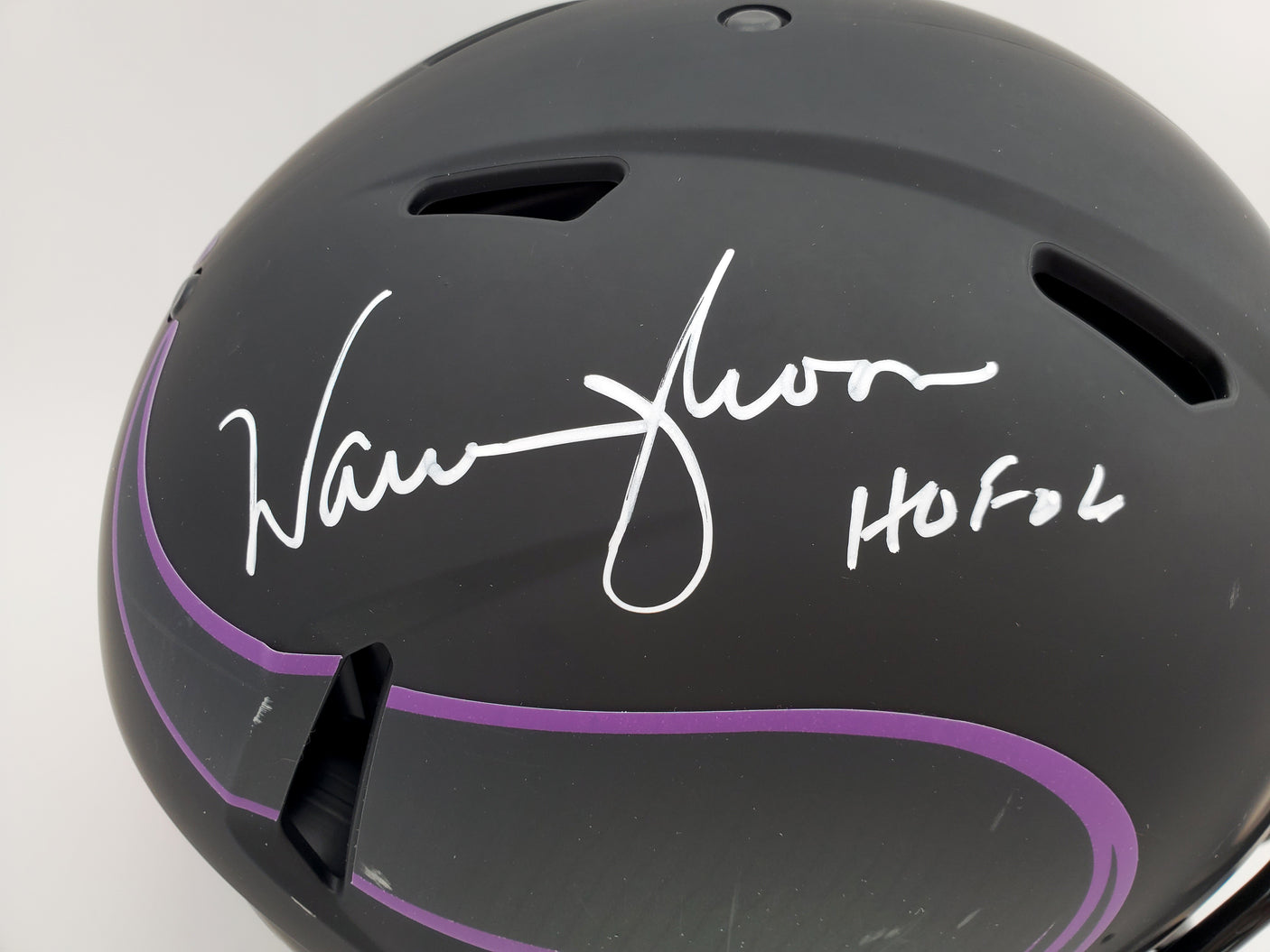 Warren Moon Autographed Minnesota Vikings Eclipse Black Full Size Speed Authentic Helmet "HOF 06" MCS Holo Stock #187024