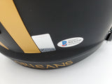 Drew Brees Autographed New Orleans Saints Black Eclipse Full Size Speed Replica Helmet "SB XLIV MVP" Beckett BAS Stock #185737