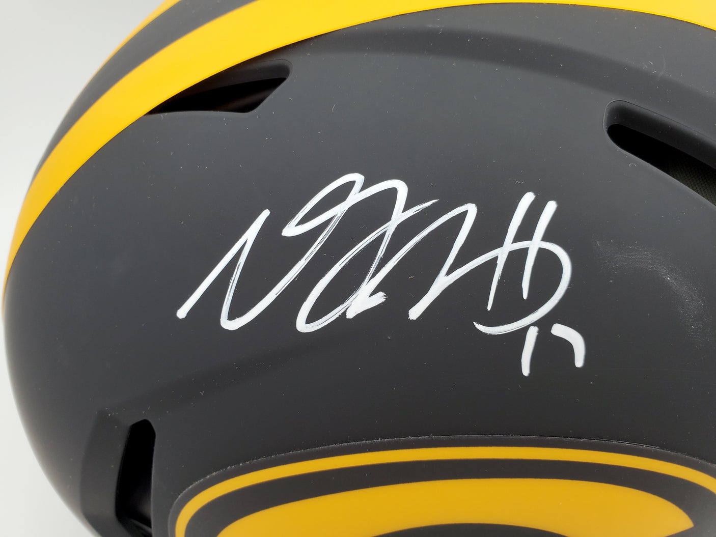 Davante Adams Autographed Green Bay Packers Black Eclipse Full Size Speed Authentic Helmet Beckett BAS Stock #185690