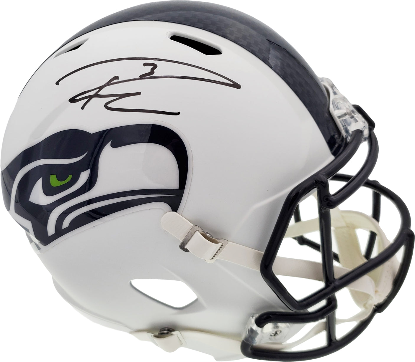 Russell Wilson Autographed Seattle Seahawks Flat Matte White Full Size Speed Replica Helmet RW Holo Stock #178958