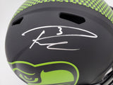 Russell Wilson Autographed Seattle Seahawks Eclipse Black Full Size Speed Replica Helmet In Silver RW Holo Stock #178956