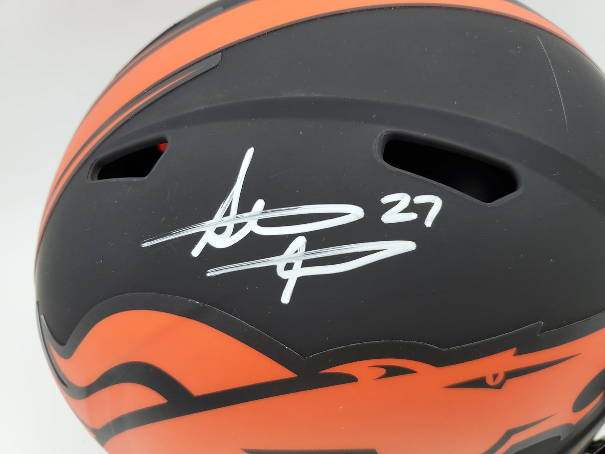 Steve Atwater Autographed Denver Broncos Black Eclipse Full Size Speed Replica Helmet Beckett BAS Stock #177484