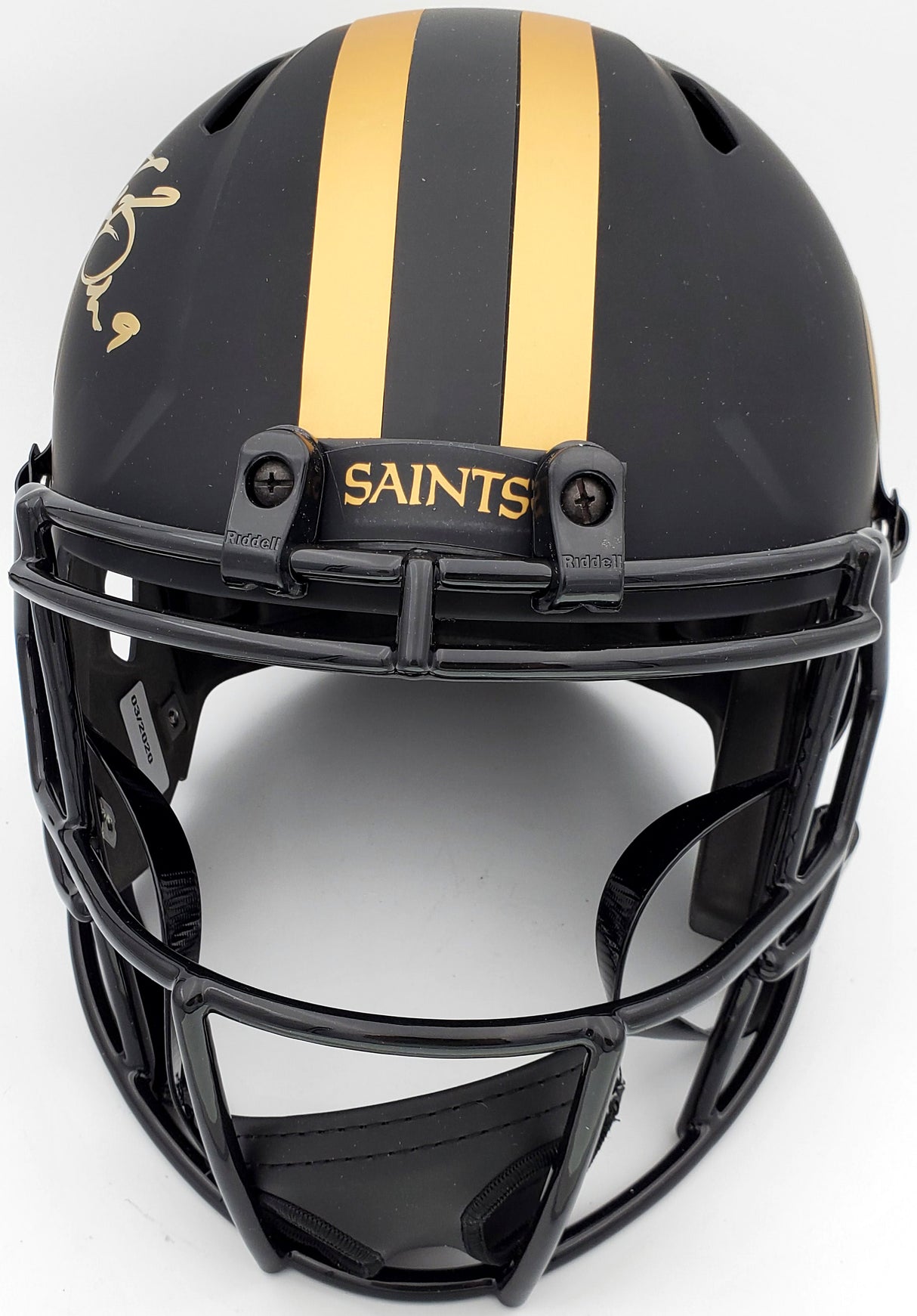 Drew Brees Autographed New Orleans Saints Black Eclipse Full Size Speed Replica Helmet Beckett BAS Stock #177123