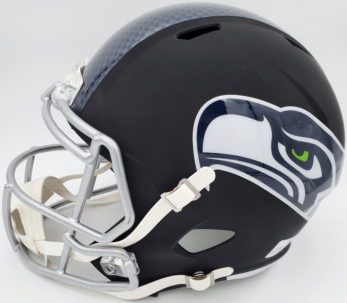 Kam Chancellor Autographed Seattle Seahawks Flat Matte Black Full Size Replica Helmet In Silver MCS Holo Stock #148370