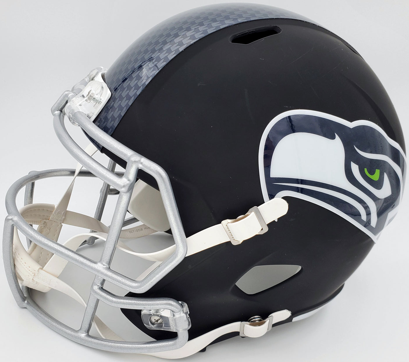 Kam Chancellor Autographed Seattle Seahawks Flat Matte Black Full Size Replica Helmet In Green MCS Holo Stock #148369