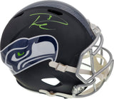 Russell Wilson Autographed Seattle Seahawks Matte Black Speed Full Size Replica Helmet In Green RW Holo Stock #145844