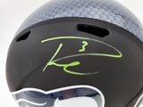 Russell Wilson Autographed Seattle Seahawks Matte Black Speed Full Size Replica Helmet In Green RW Holo Stock #145844