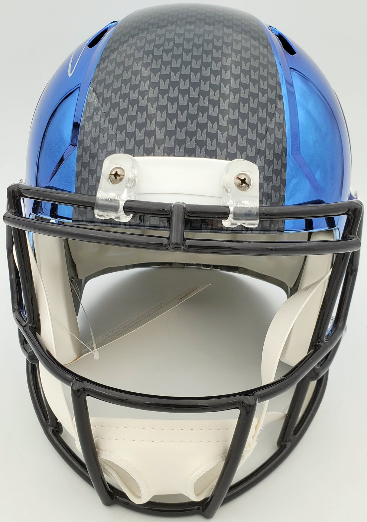 Russell Wilson Autographed Seattle Seahawks Blue Chrome Speed Full Size Replica Helmet In Silver RW Holo Stock #145841