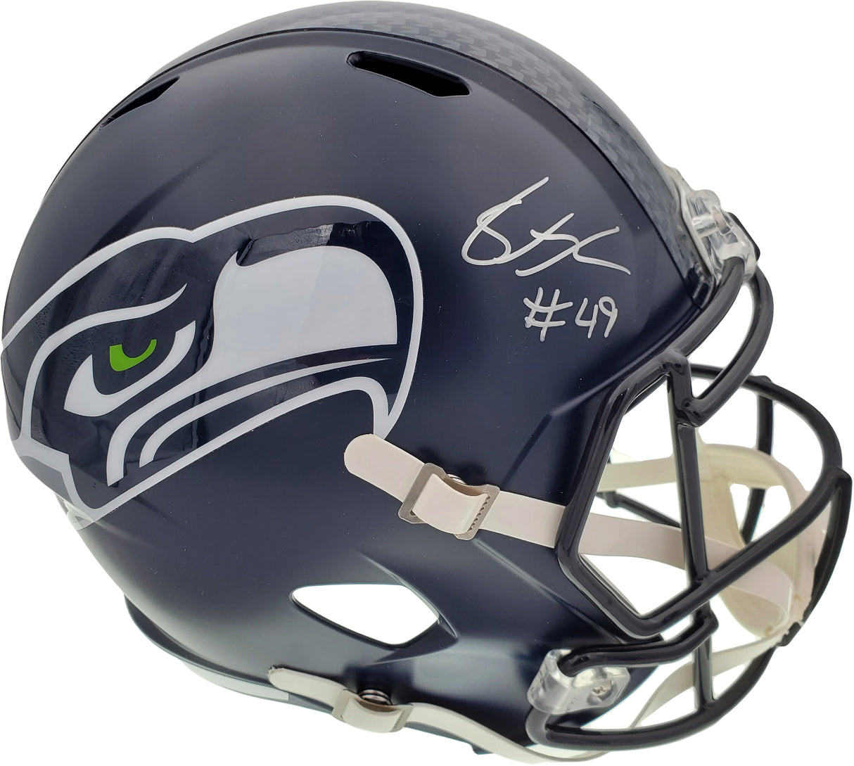 Shaquem Griffin Autographed Seattle Seahawks Full Size Speed Replica Helmet In Silver MCS Holo Stock #134360