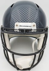 Russell Wilson Autographed Seattle Seahawks Speed Full Size Helmet In Silver RW Holo Stock #113611