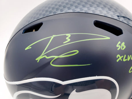 Russell Wilson Autographed Seattle Seahawks Full Size Replica Speed Helmet "SB XLVIII Champs" In Green RW Holo Stock #94267