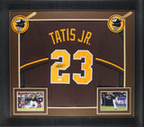 Fernando Tatis Jr. Signed Brown Pro Style Framed Jersey w/ Yellow #'s JSA
