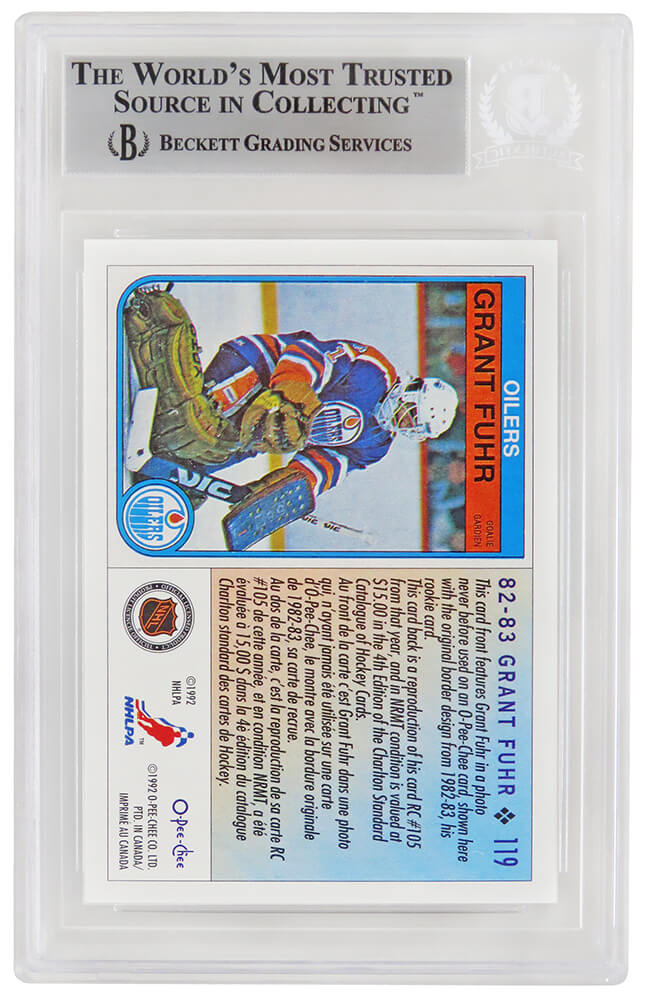 Grant Fuhr Signed Edmonton Oilers 1992-93 O-Pee-Chee Hockey Trading Card #19 - (Beckett Encapsulated)