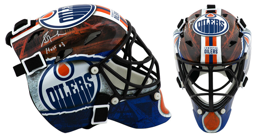 Grant Fuhr Signed Oilers Mini Hockey Goalie Mask w/HOF'03
