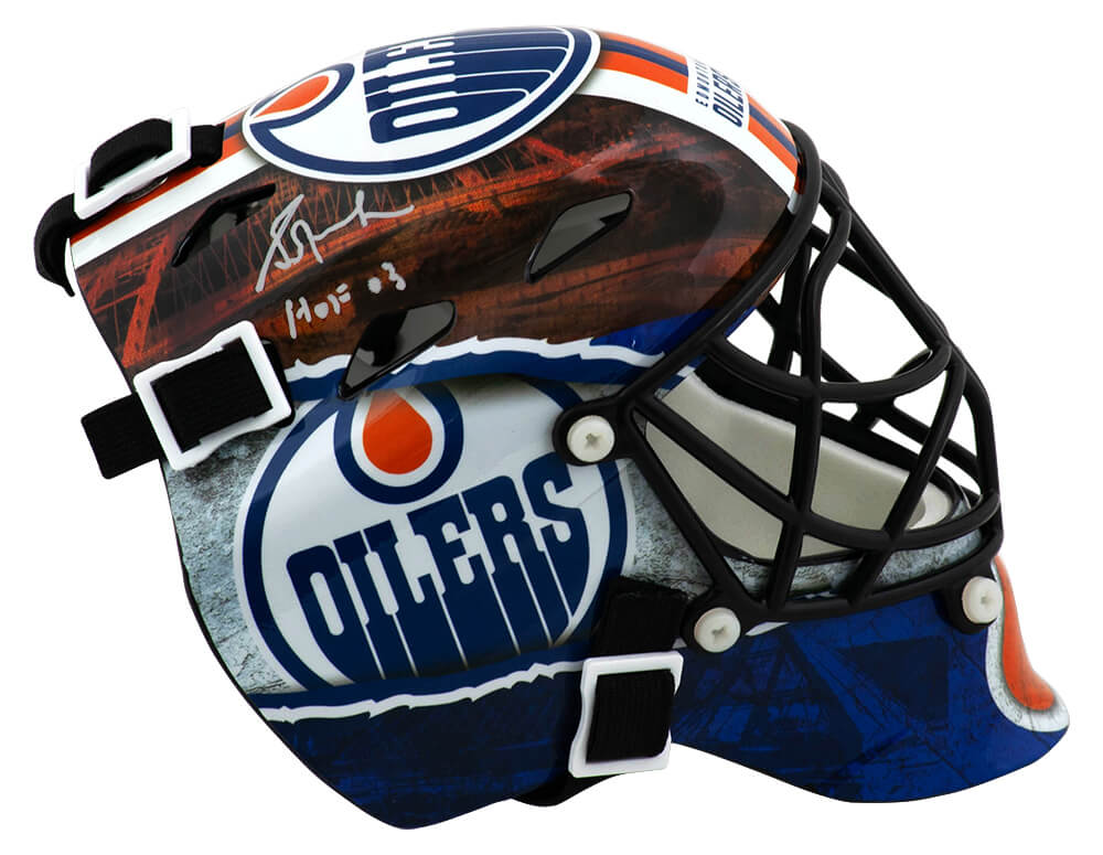 Grant Fuhr Signed Oilers Mini Hockey Goalie Mask w/HOF'03