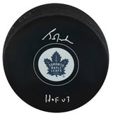 Grant Fuhr Signed Toronto Maple Leafs Logo Hockey Puck w/HOF'03